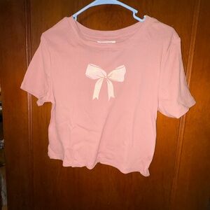 Grayson Threads Pink Short Sleeve Tee with Bow